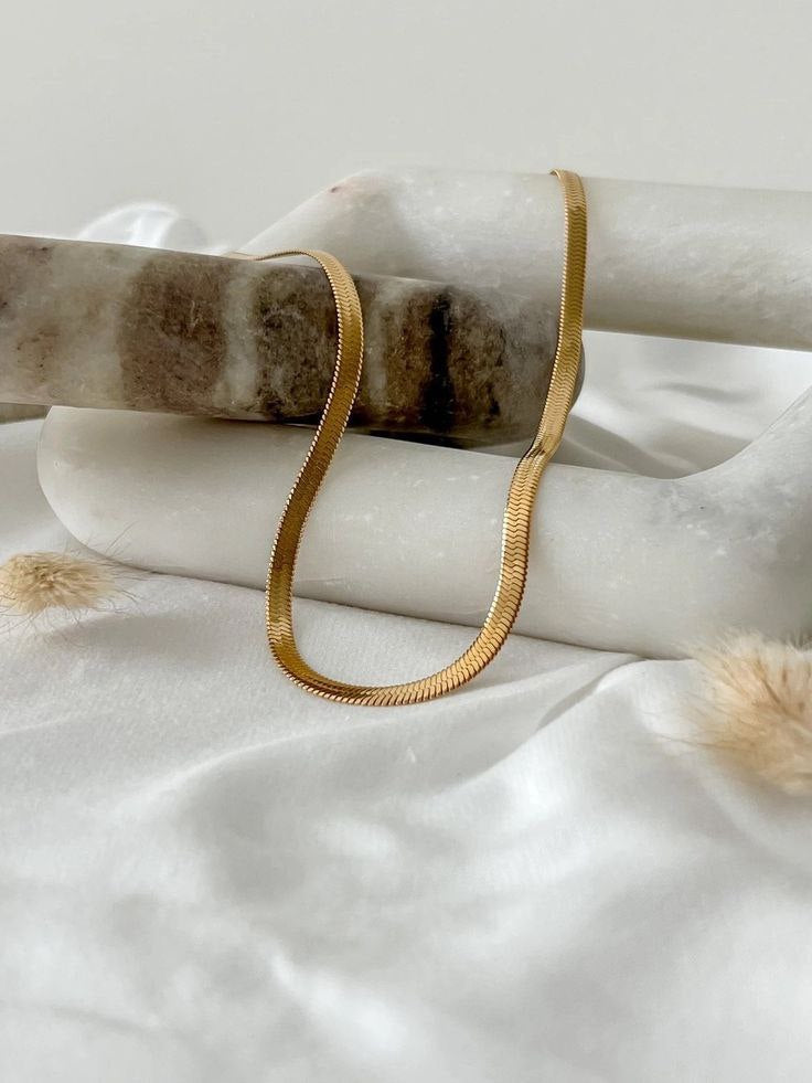 Classic Gold Herringbone Necklace