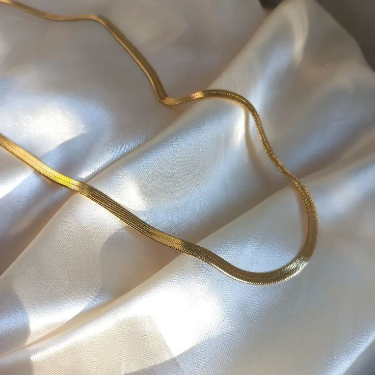 Classic Gold Herringbone Necklace