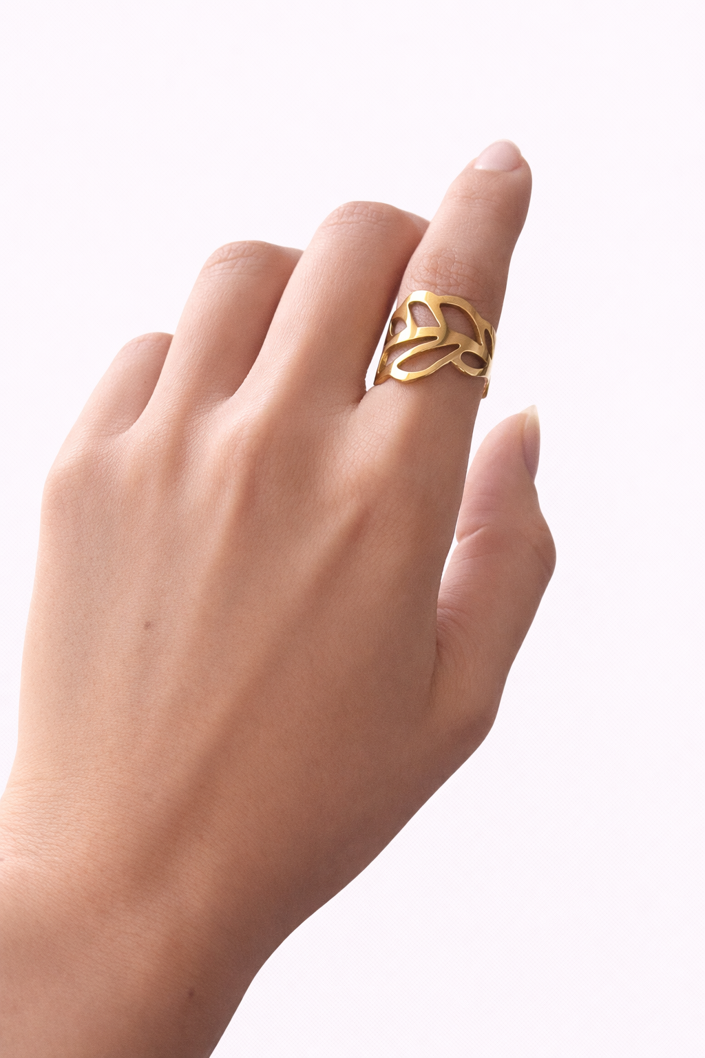 Golden Abstract Cutout Ring