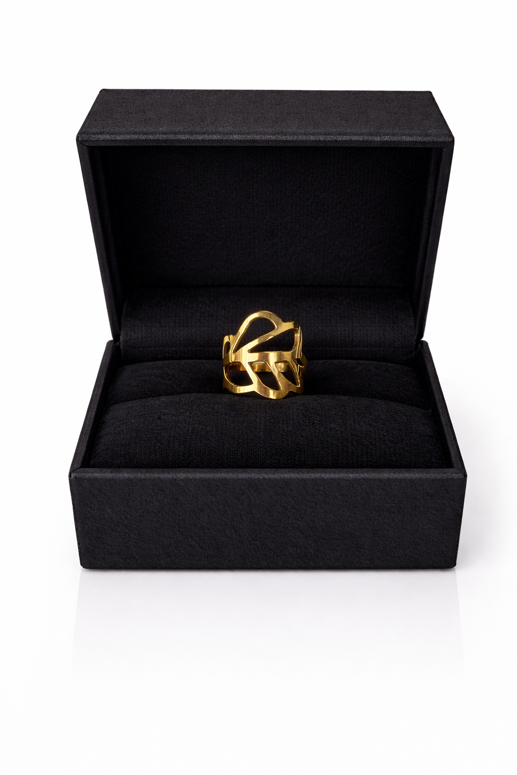 Golden Abstract Cutout Ring