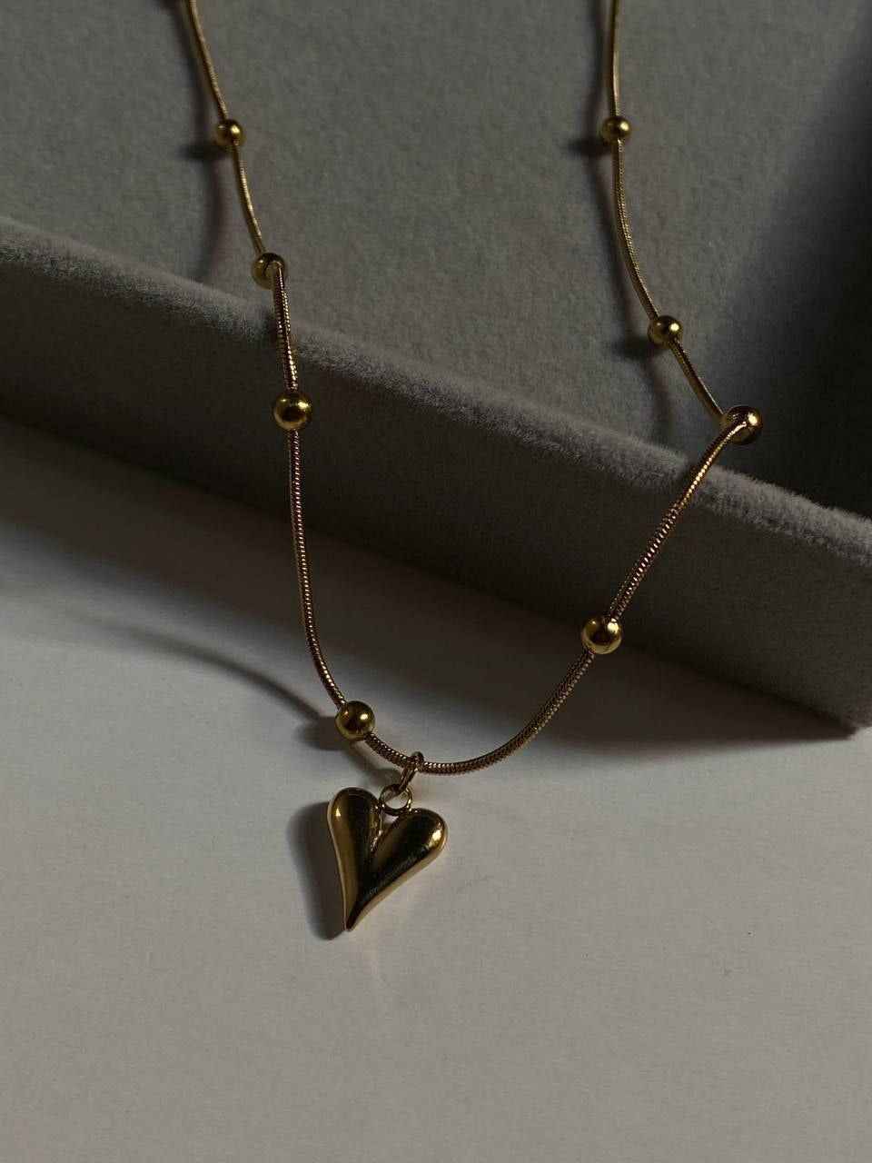 Golden Beaded Heart Necklace