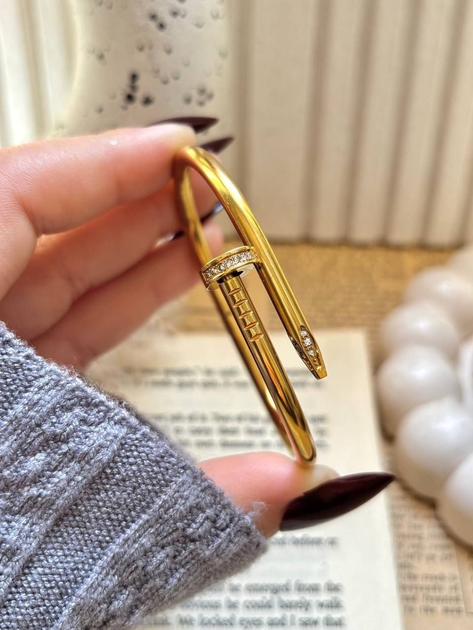 Golden Nail Bangle Bracelet